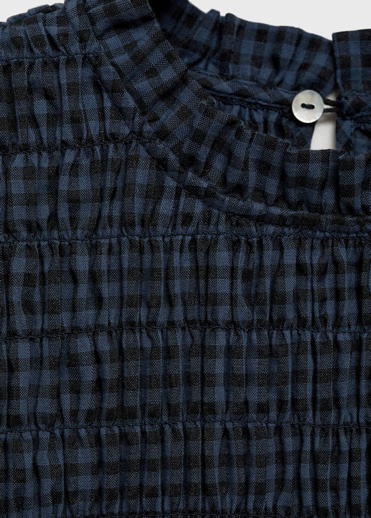 Gathered check dress — Black