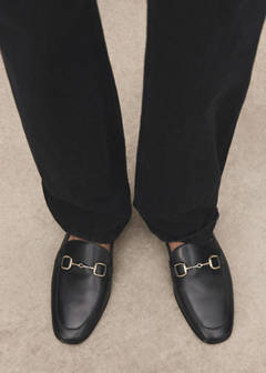 Leather loafer with buckle — Black 2