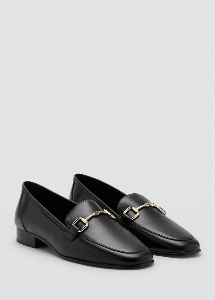 Leather loafer with buckle — Black