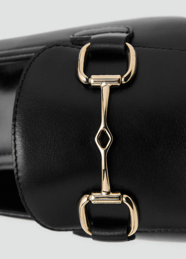 Leather loafer with buckle — Black