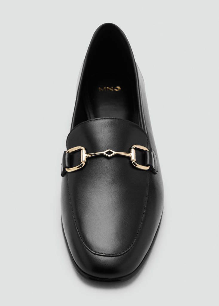 Leather loafer with buckle — Black
