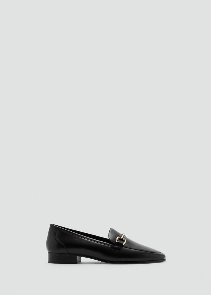 Leather loafer with buckle — Black