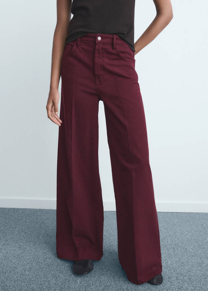 High-waisted wideleg jeans — Wine