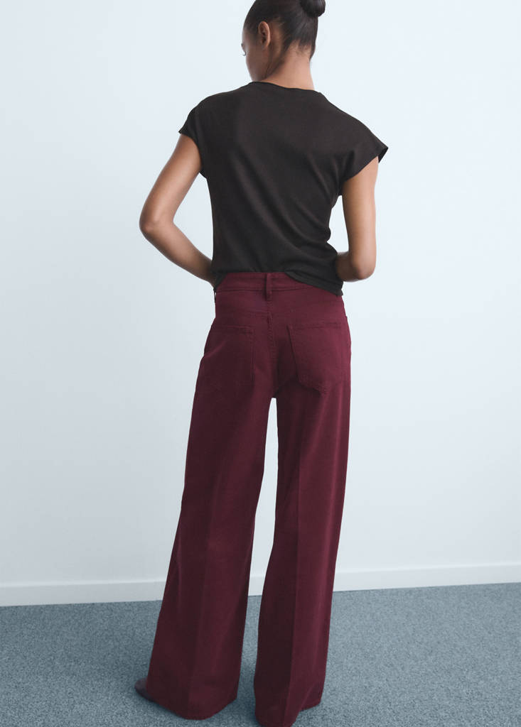High-waisted wideleg jeans — Wine