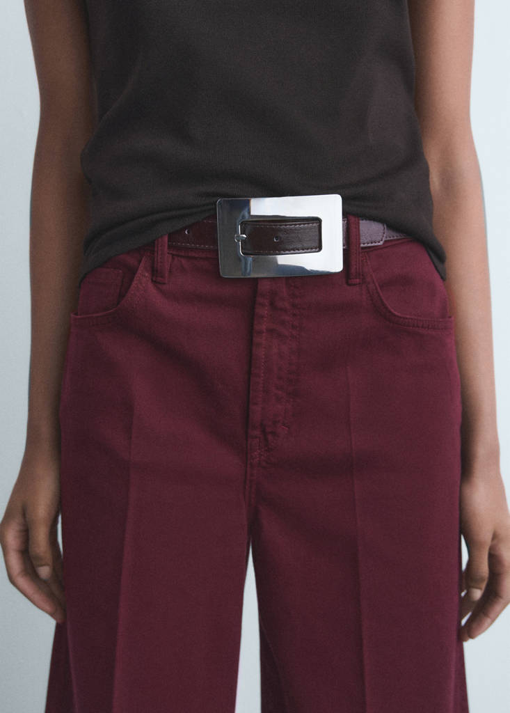 High-waisted wideleg jeans — Wine