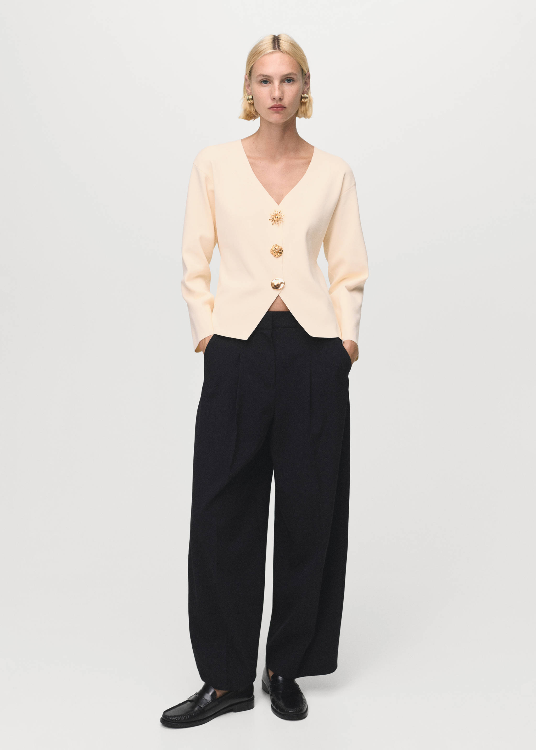 Veste en maille boutons bijoux - Plan général