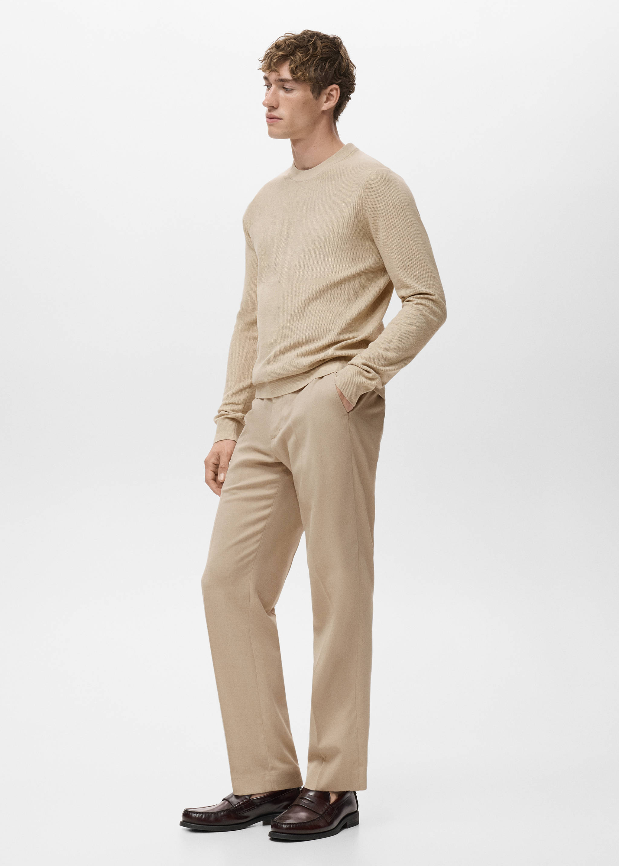 Microstructured cotton knitted sweater - Details of the article 2