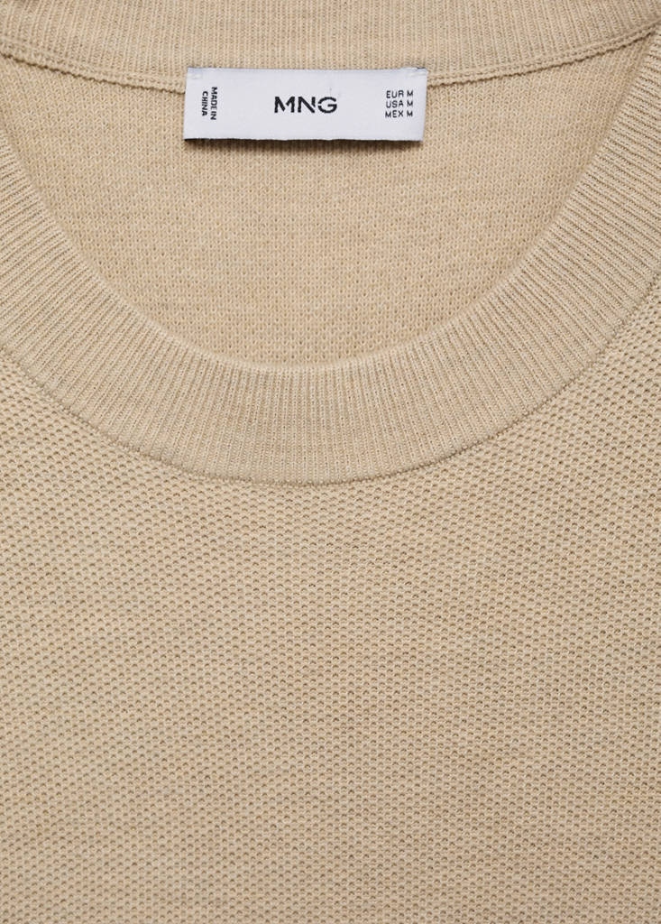 Microstructured cotton knitted sweater — Beige