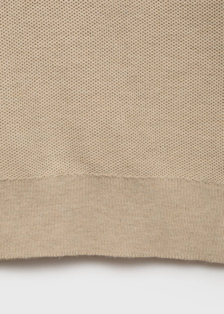 Microstructured cotton knitted sweater — Beige