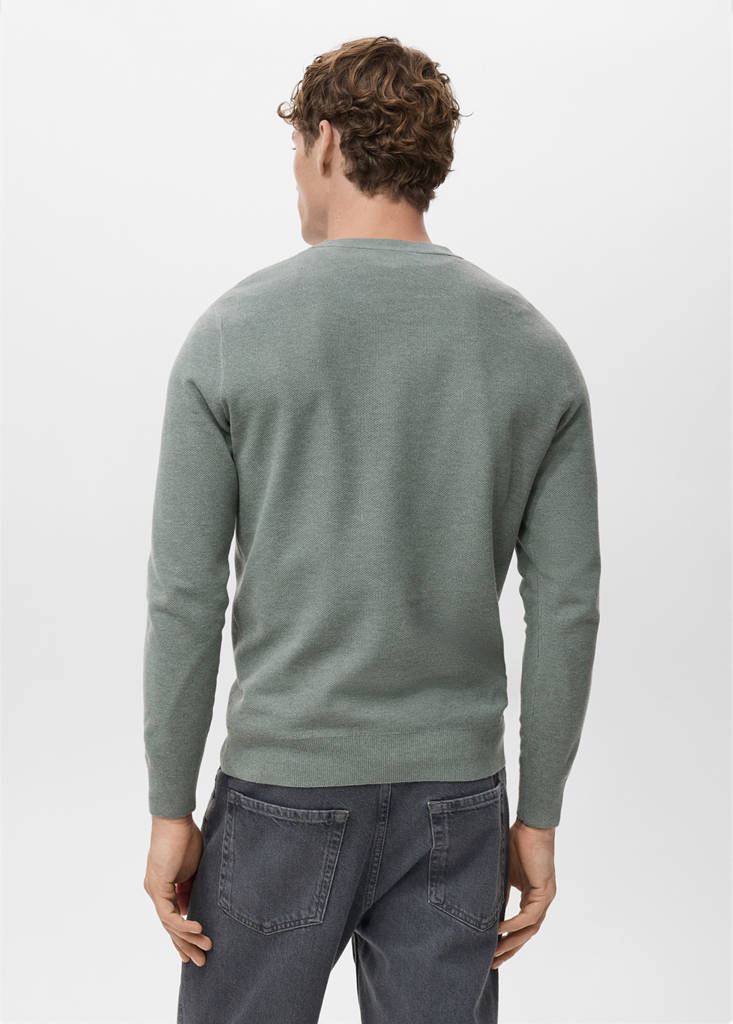 Microstructured cotton knitted sweater — Forest Green