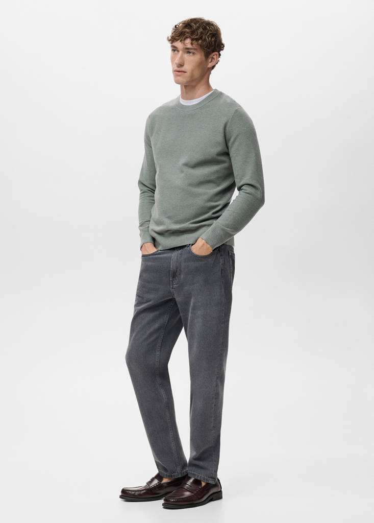 Microstructured cotton knitted sweater — Forest Green