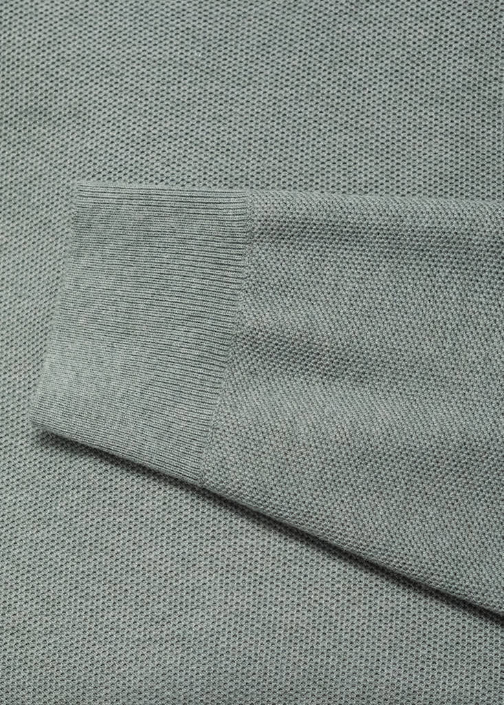 Microstructured cotton knitted sweater — Forest Green