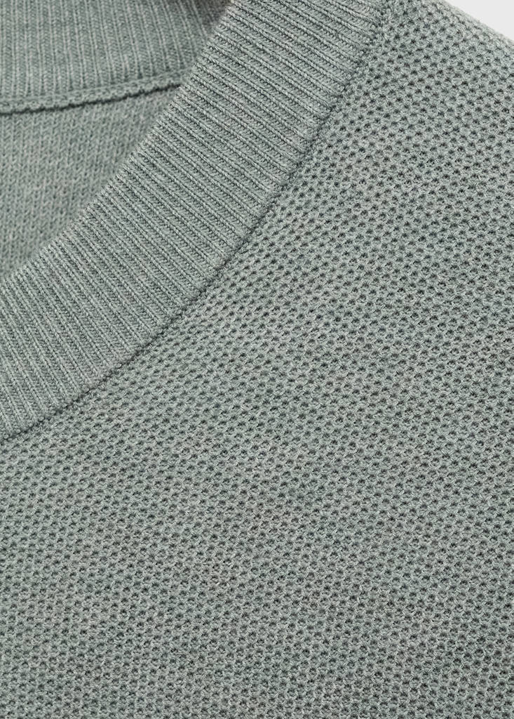 Microstructured cotton knitted sweater — Forest Green
