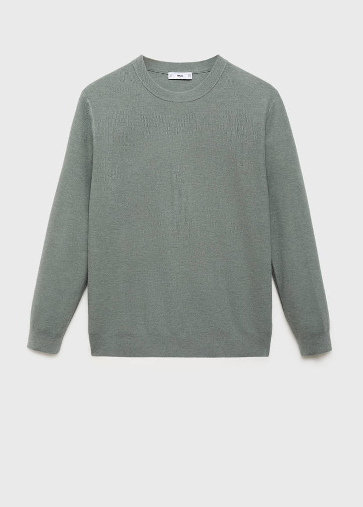 Microstructured cotton knitted sweater — Forest Green