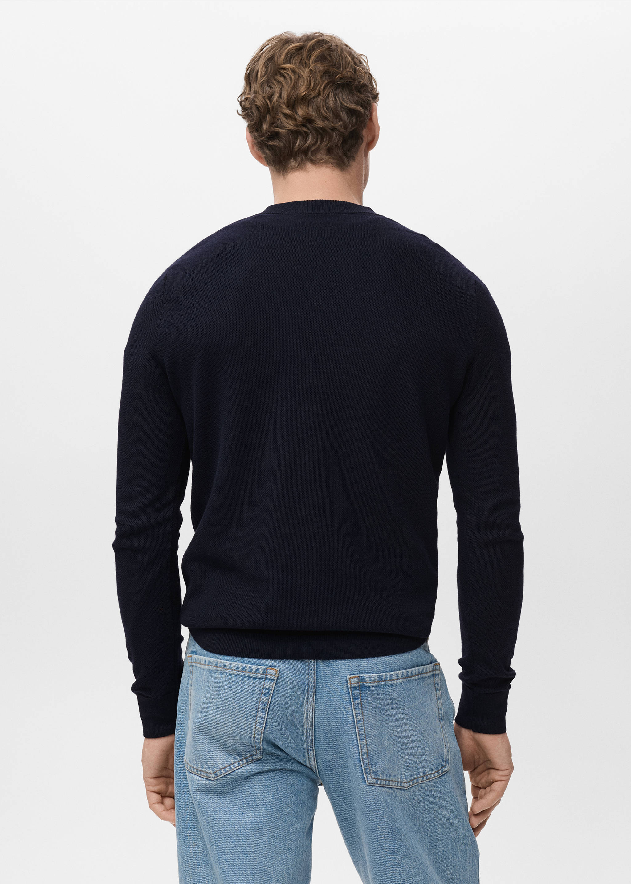 Microstructured cotton knitted sweater - Reverse of the article