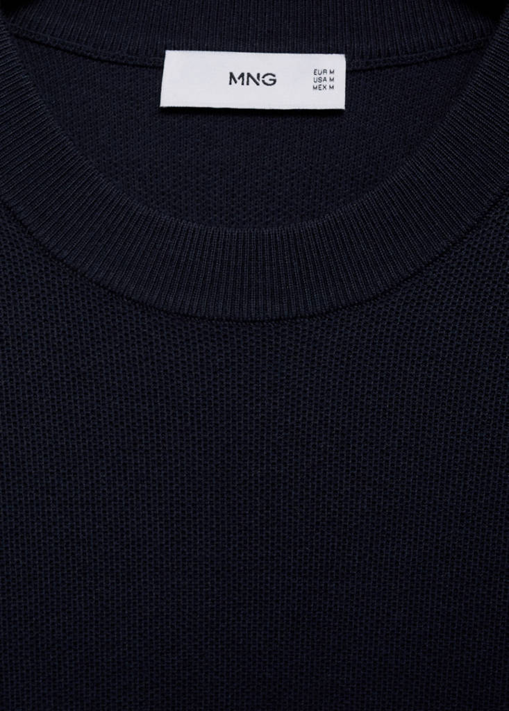 Microstructured cotton knitted sweater — Navy
