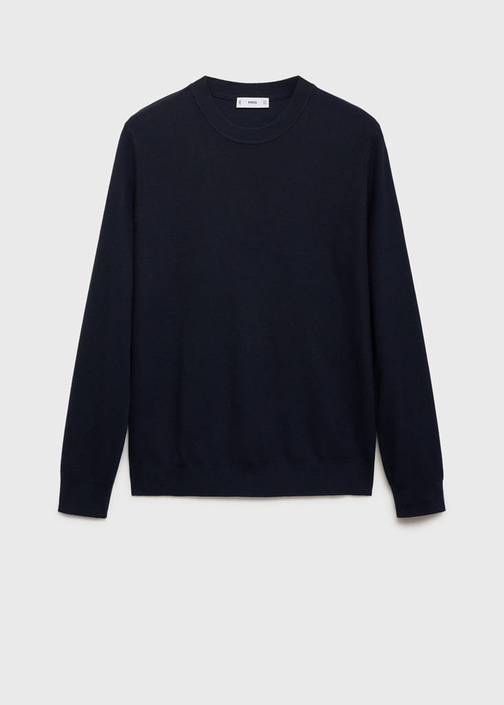 Microstructured cotton knitted sweater — Navy
