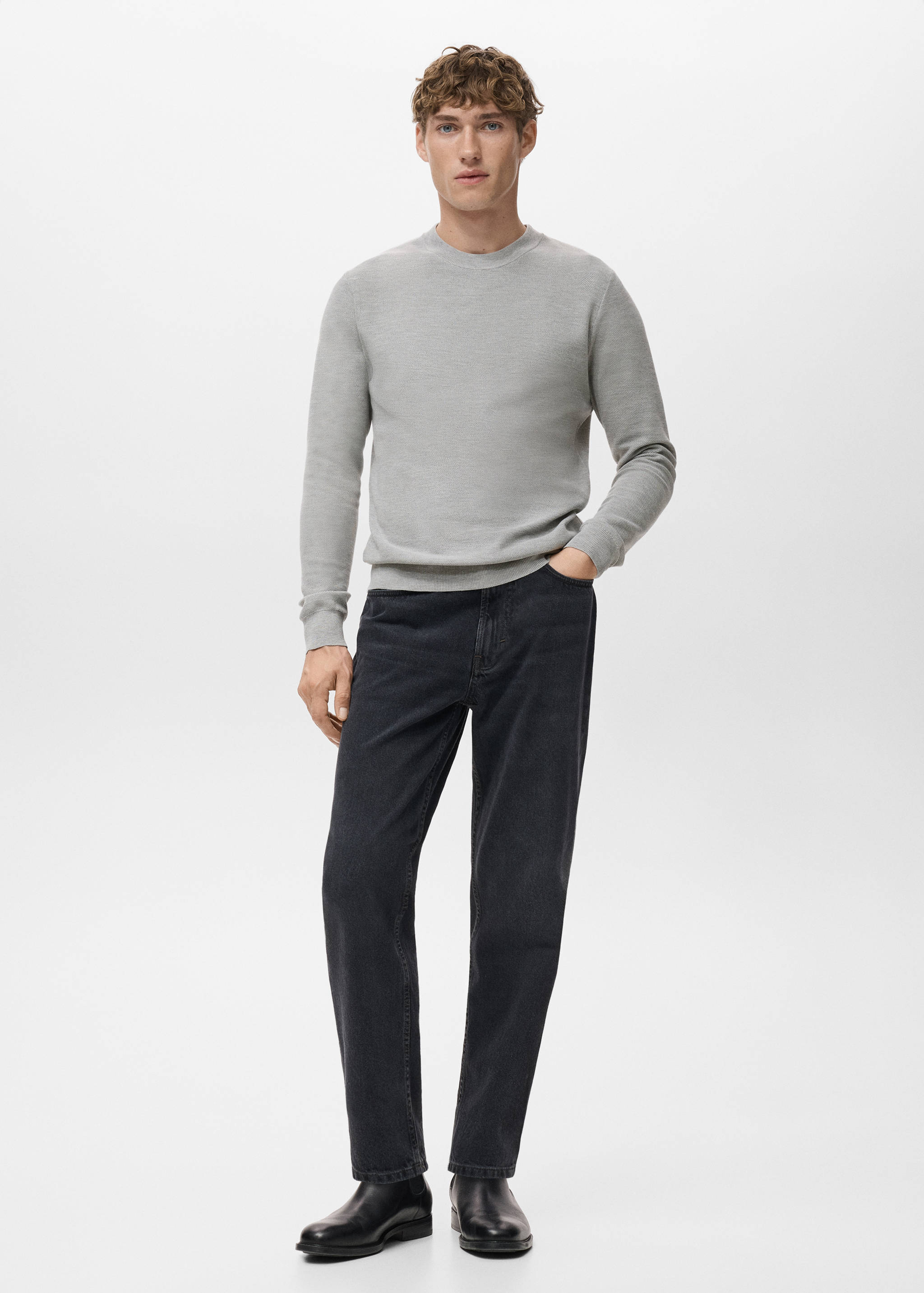 Microstructured cotton knitted sweater - General plane