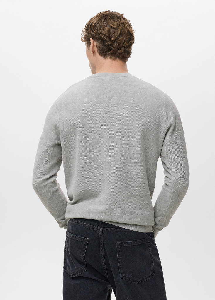 Microstructured cotton knitted sweater — Medium Heather Grey