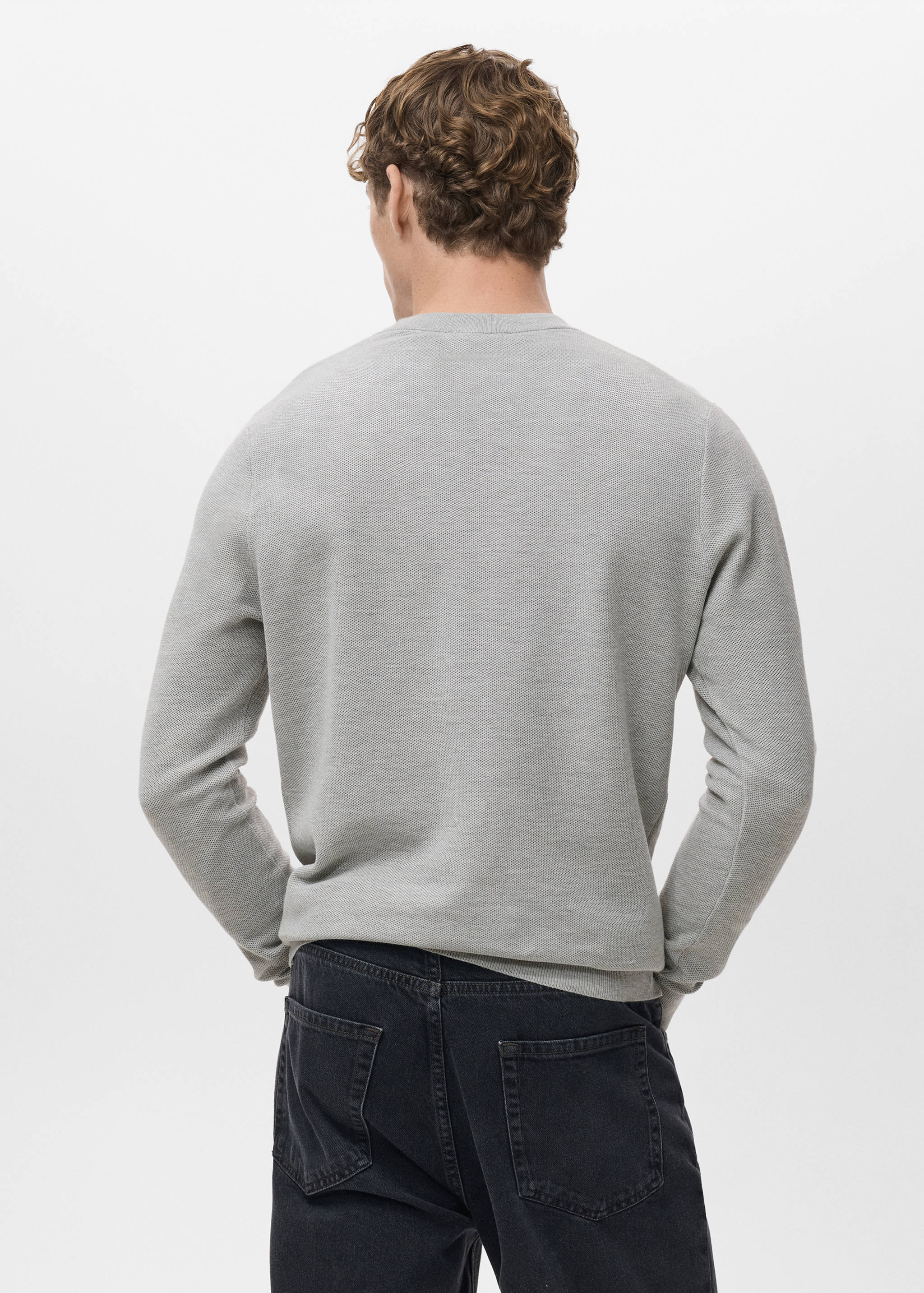 Microstructured cotton knitted sweater - Reverse of the article