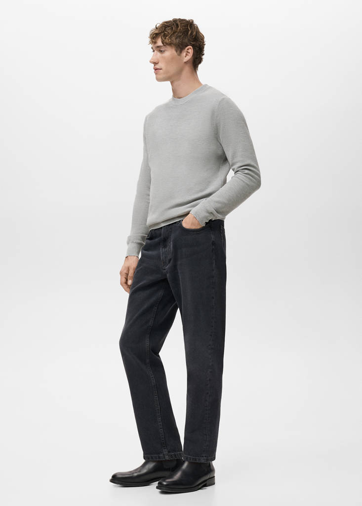 Microstructured cotton knitted sweater — Medium Heather Grey