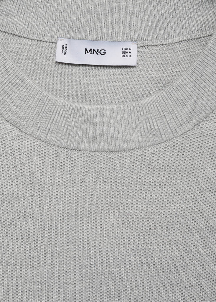 Microstructured cotton knitted sweater — Medium Heather Grey
