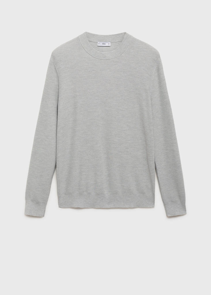 Microstructured cotton knitted sweater — Medium Heather Grey