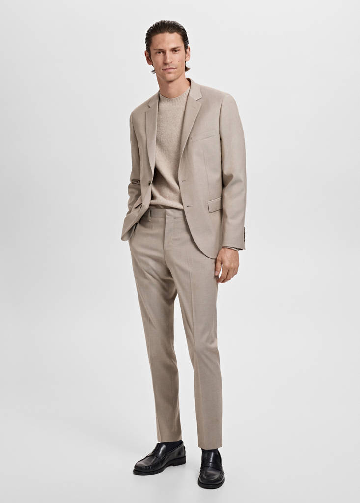 Super slim-fit suit jacket in stretch fabric — Sand