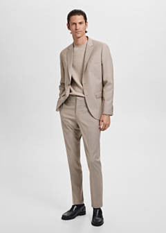 Super slim-fit suit jacket in stretch fabric — Sand 2