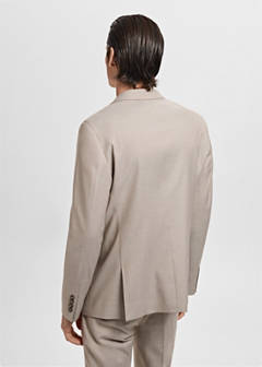 Super slim-fit suit jacket in stretch fabric — Sand 3