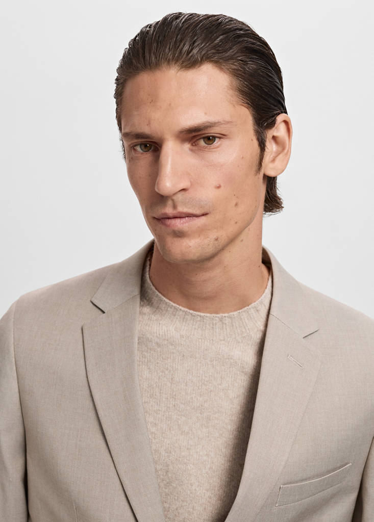 Super slim-fit suit jacket in stretch fabric — Sand