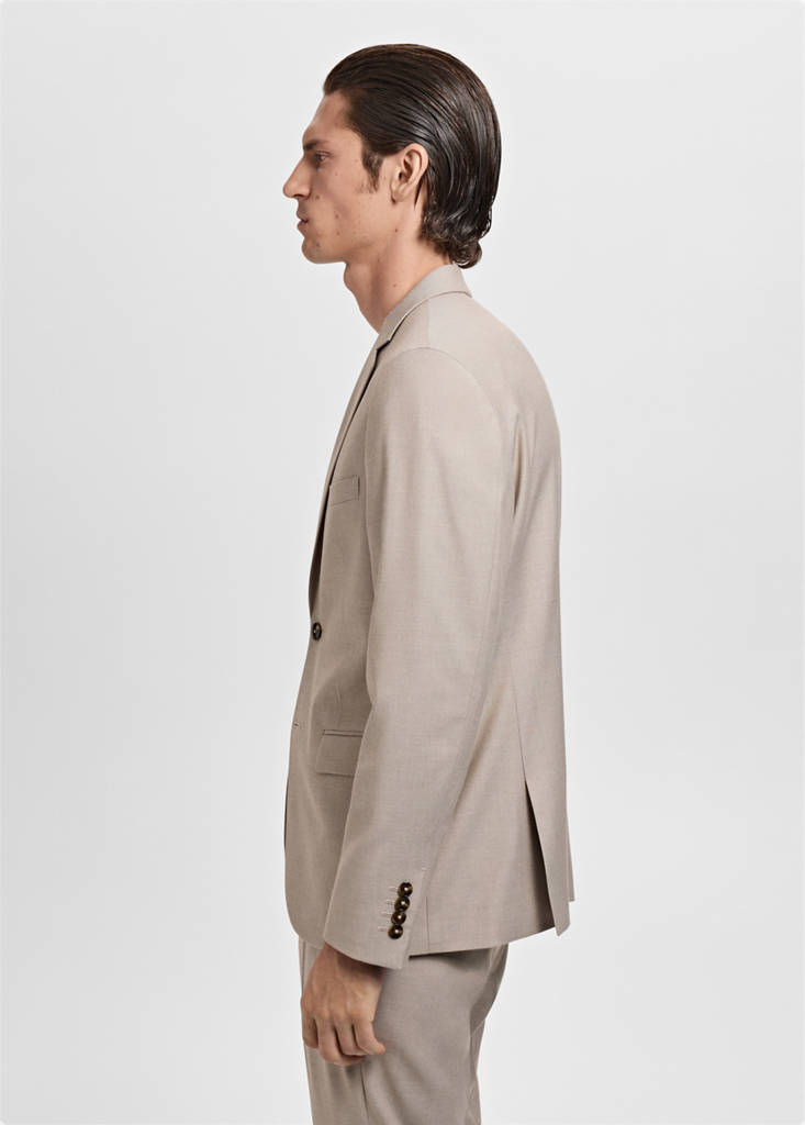 Super slim-fit suit jacket in stretch fabric — Sand