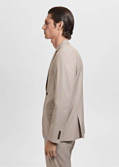 Super slim-fit suit jacket in stretch fabric — Sand 5