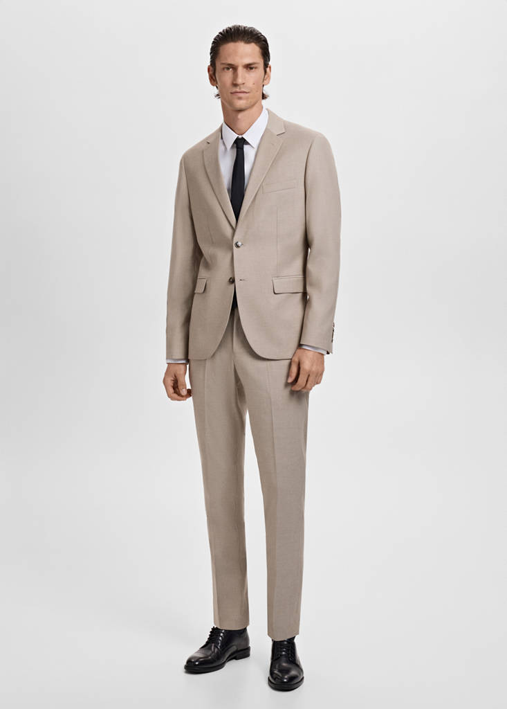 Super slim-fit suit jacket in stretch fabric — Sand