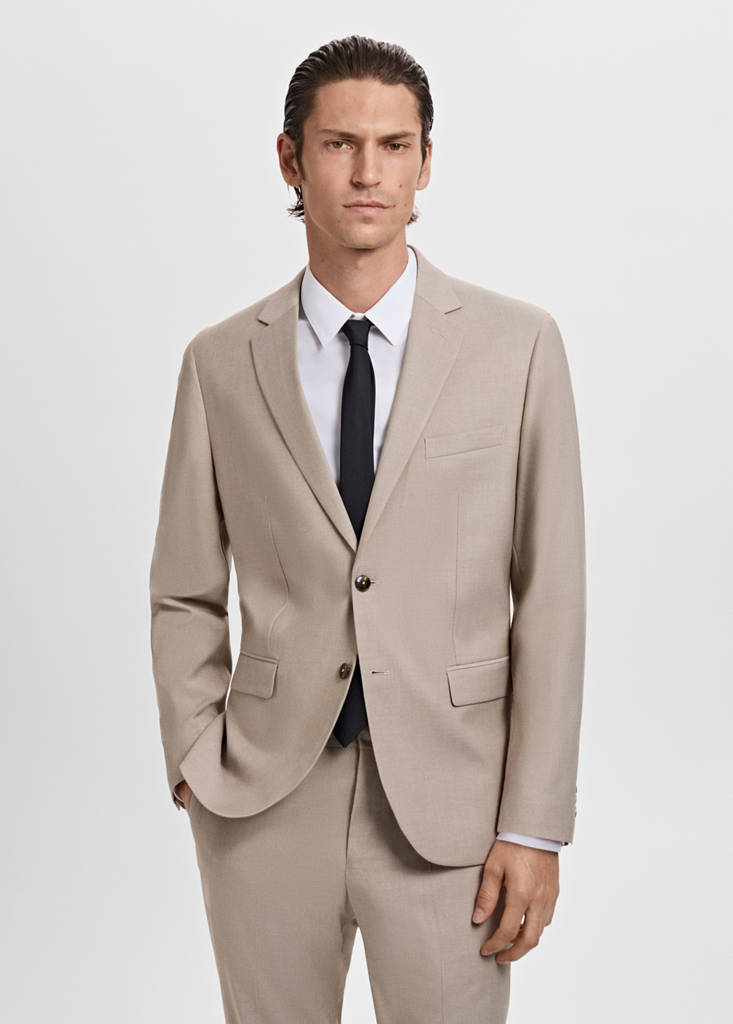 Super slim-fit suit jacket in stretch fabric — Sand