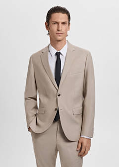 Super slim-fit suit jacket in stretch fabric — Sand 9