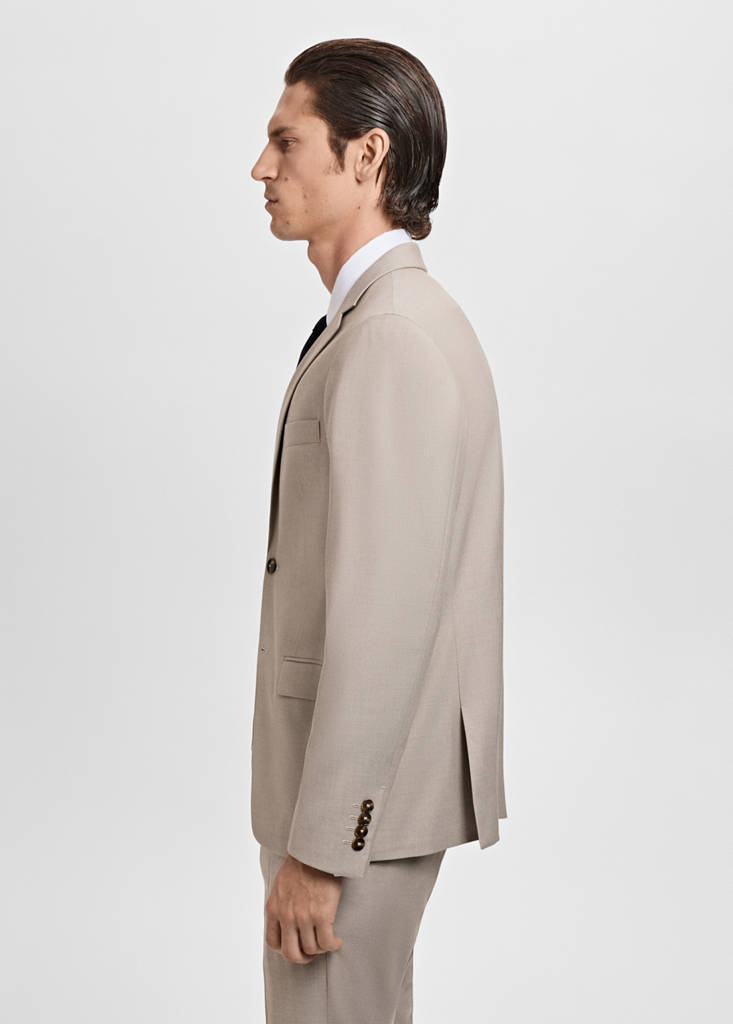 Super slim-fit suit jacket in stretch fabric — Sand