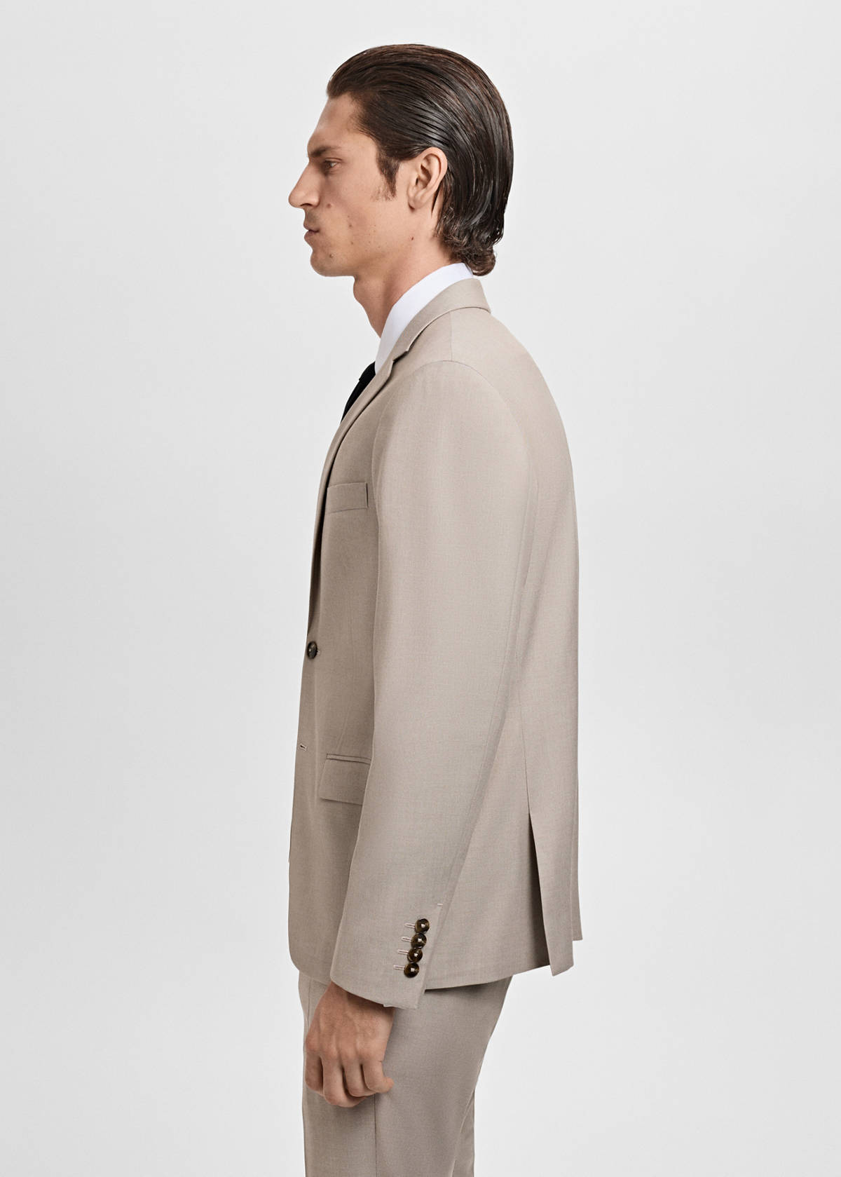 Super slim-fit suit jacket in stretch fabric — Sand