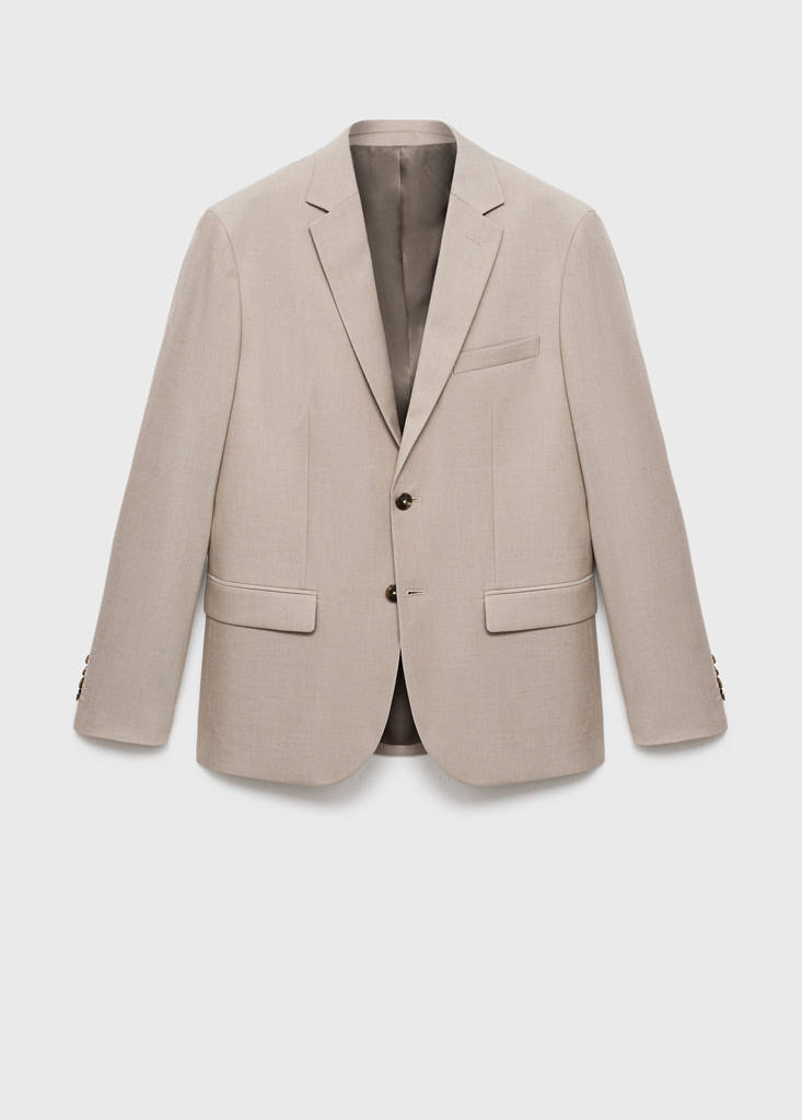Super slim-fit suit jacket in stretch fabric — Sand