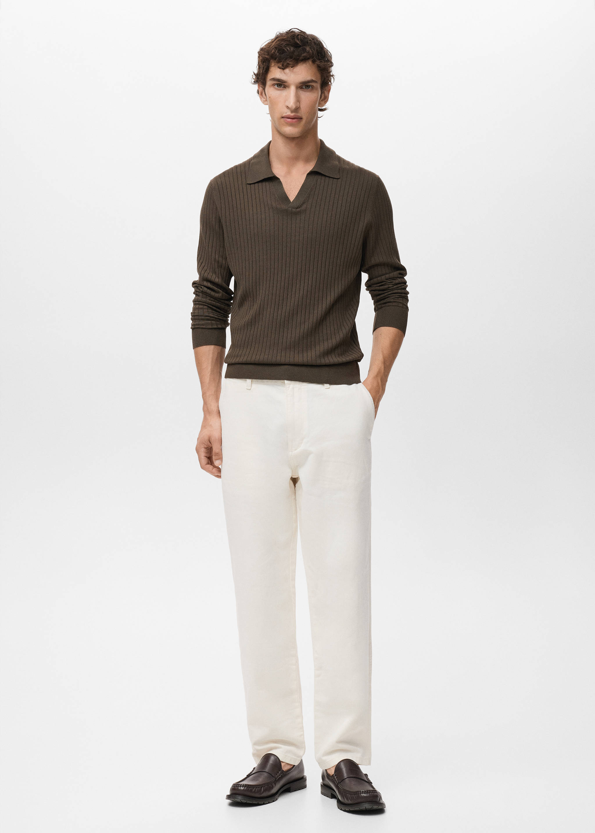 Pull-over polo maille côtelée - Plan général