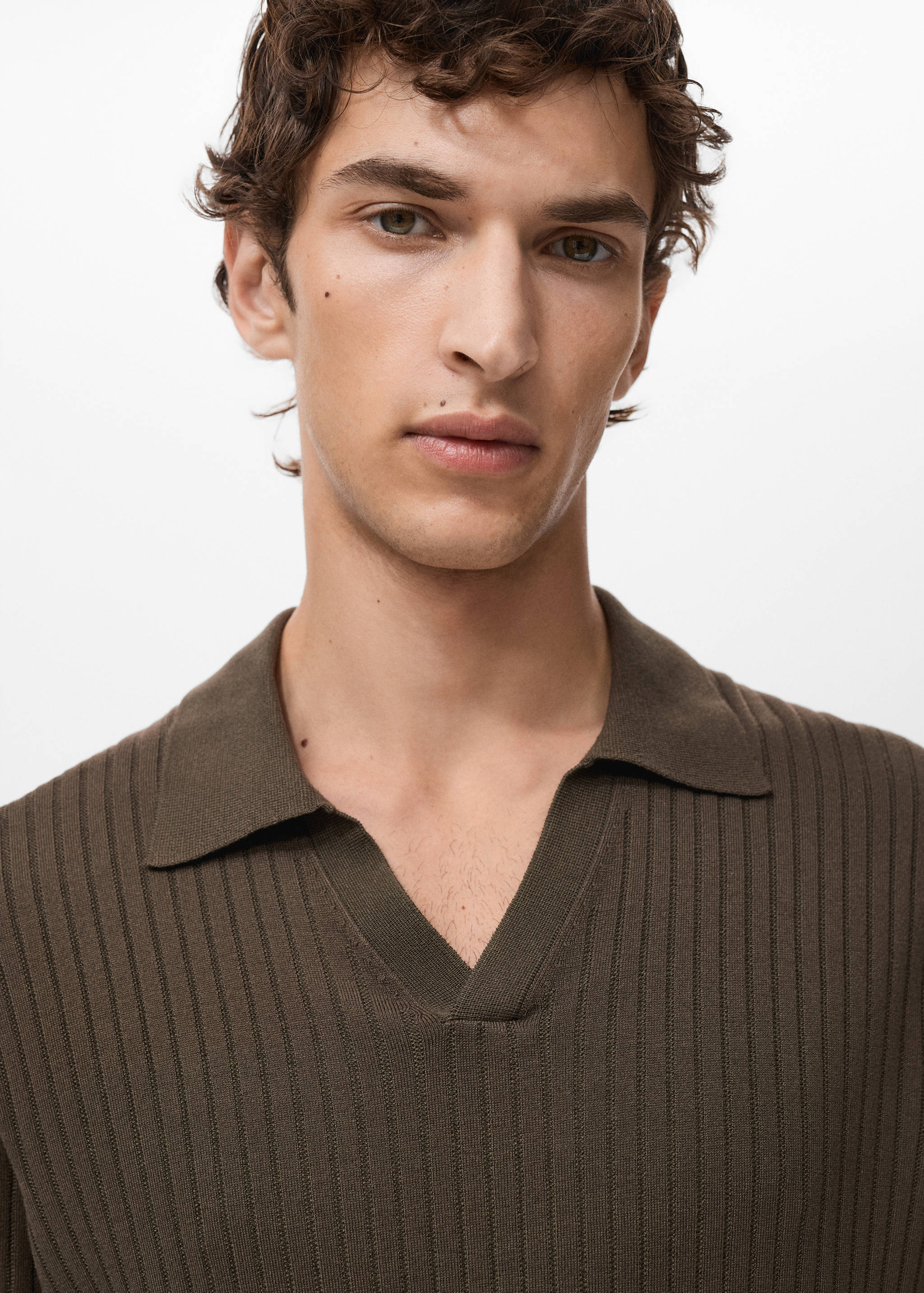 Pull-over polo maille côtelée - Détail de l'article 1