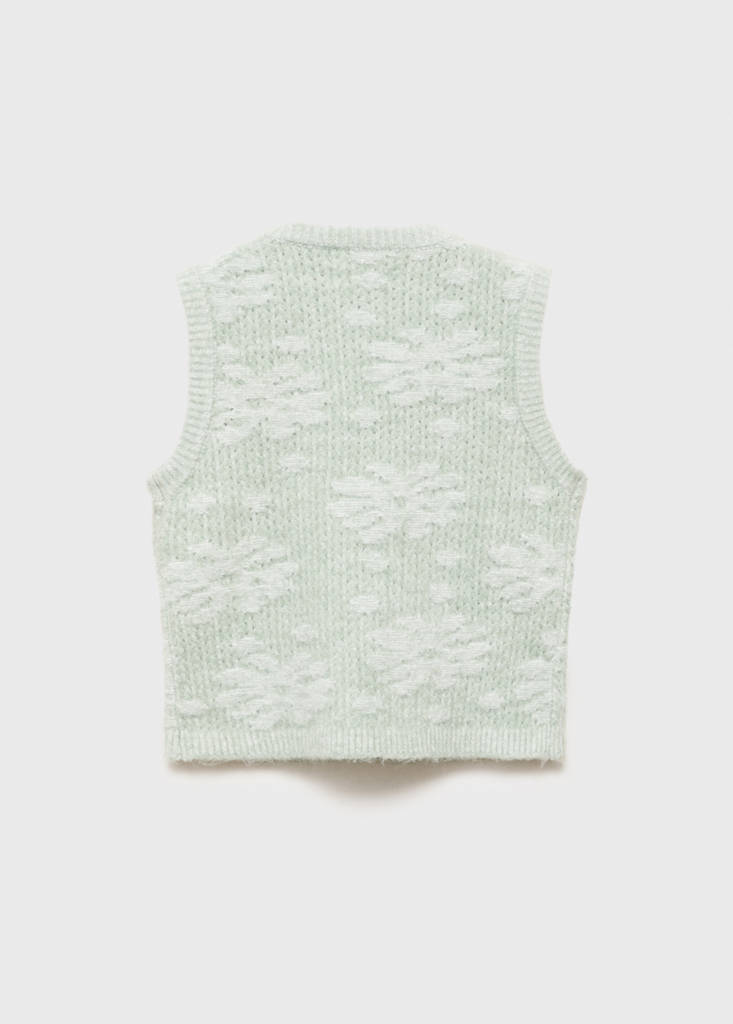 Floral-embroidered waistcoat — Pastel Green