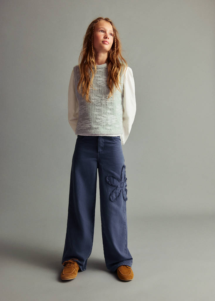 Floral-embroidered waistcoat — Pastel Green