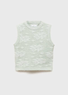 Floral-embroidered waistcoat — Pastel Green 11