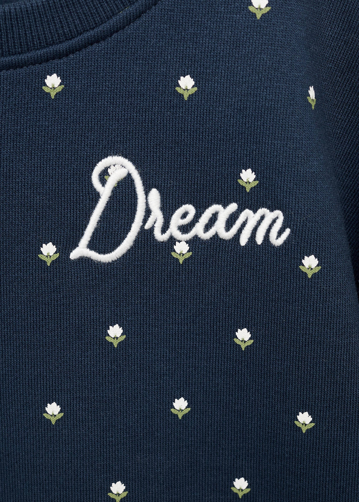 Embroidered sweatshirt with floral pattern — Navy
