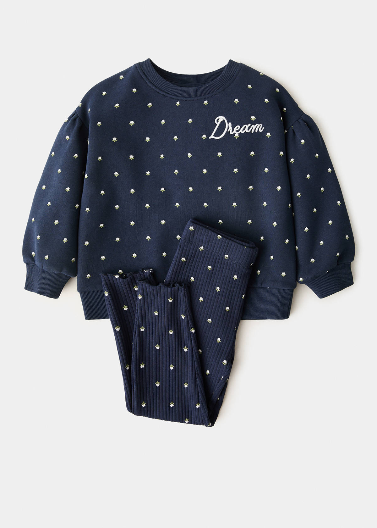 Embroidered sweatshirt with floral pattern — Navy