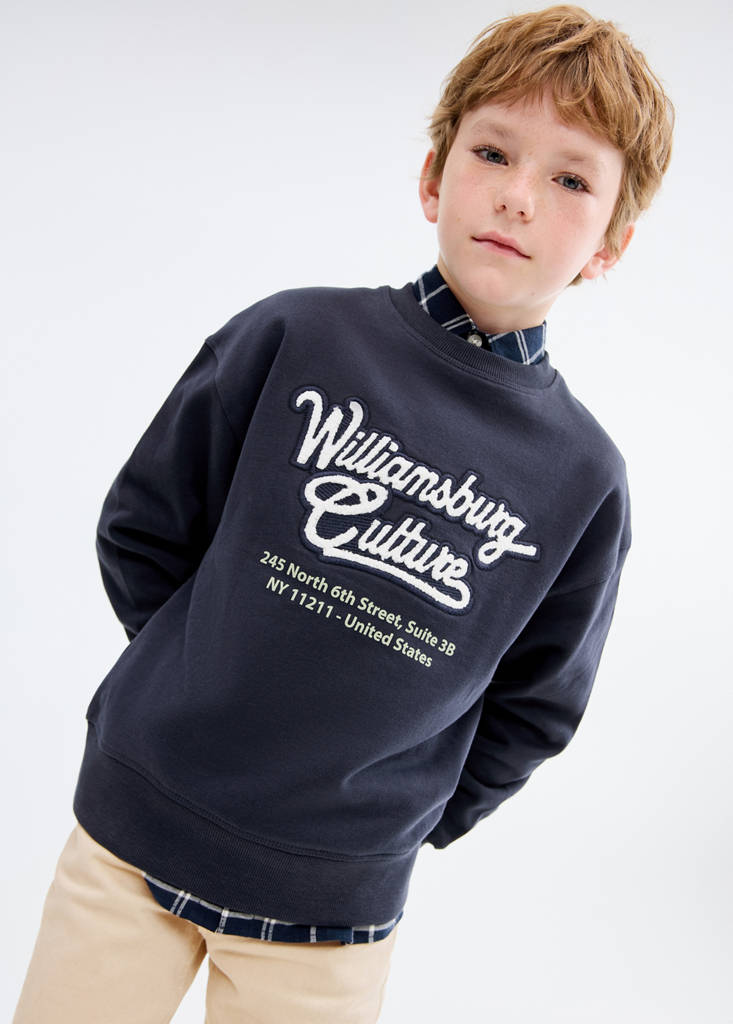 Printed embroidered sweatshirt — Navy