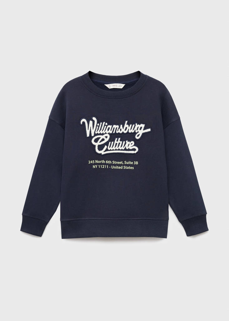 Printed embroidered sweatshirt — Navy