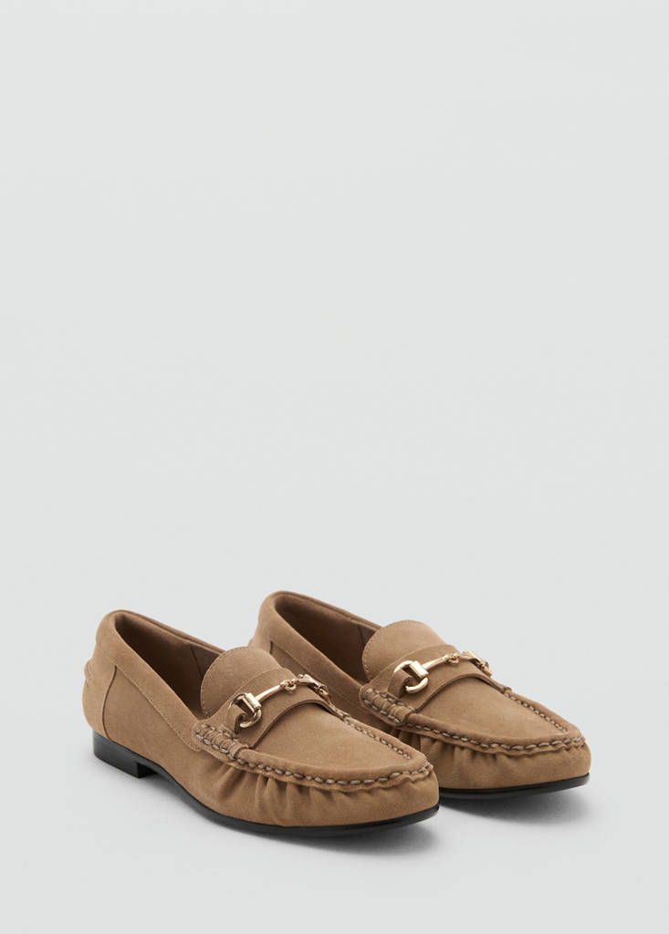 Suede moccasins with buckle — Medium Brown