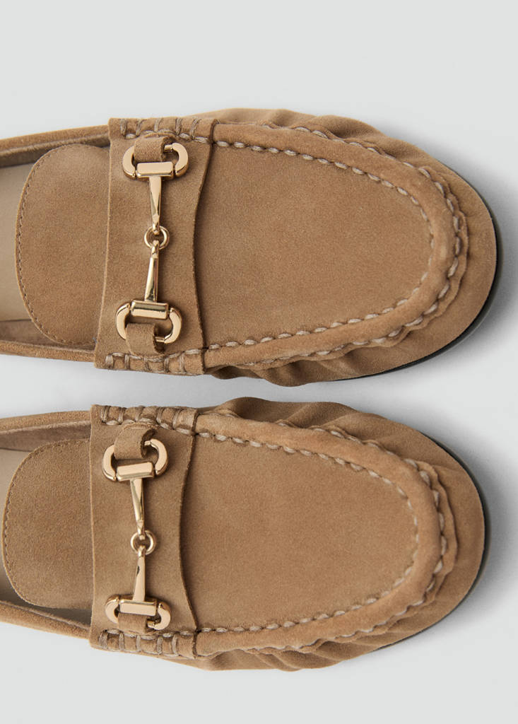 Suede moccasins with buckle — Medium Brown